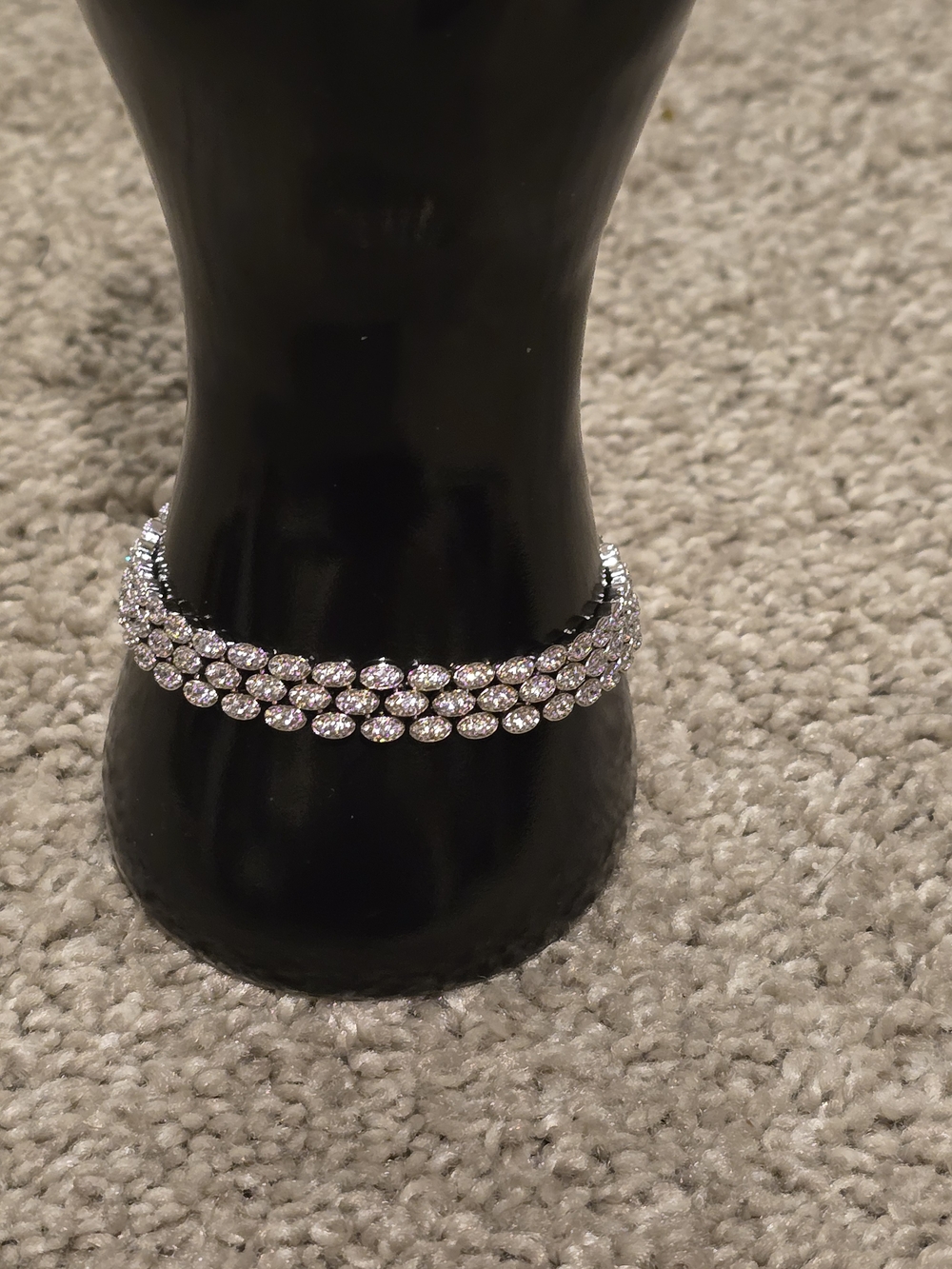 18kwgp Dubai Jewelry Crystal Double-Row Tennis Bracelet - Silver